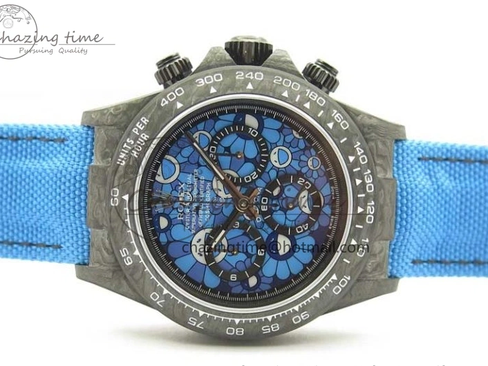 Edition Dial Daytona DIW Strap Blue Carbon A4130 Light Blue OMF Best Light Nylon on 1123